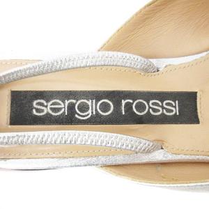 Sergio Rossi サンダル ミュール フラット バックストラップ ポインテッドトゥ レザー シルバーカラー 36 シューズ SM0