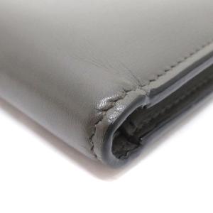 SAINT LAURENT PARIS レザー 二つ折り 財布 コンパクトウォレット 札入れ フロントポケット ロゴ グレー系 SM0
