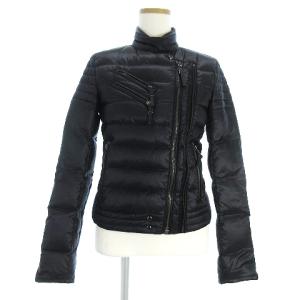 ダウンジャケット ダブル ライダース風 無地 ナイロン ブラック