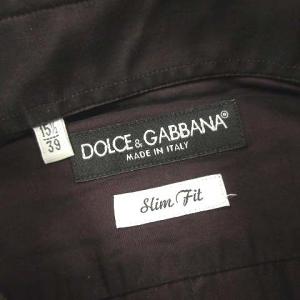 DOLCE&GABBANA スリムフィット シャツ 長袖 前開きボタン 光沢 コットン 無地 イタリア製 玉虫色 バーガンディ 39 15.5 SM0