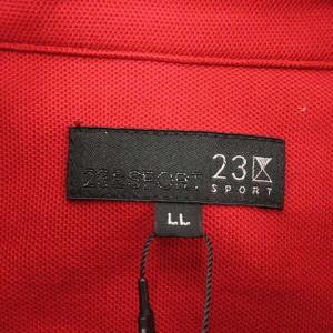 23区 SPORT タグ付き ポロシャツ 半袖 鹿の子 刺繍 ワッペン 吸水速乾 レッド 赤 LL SM0