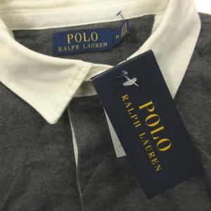 POLO RALPH LAUREN タグ付き ラガーシャツ 長袖 コットン 裏起毛 ロゴ 刺繍 ワンポイント グレー M SM0