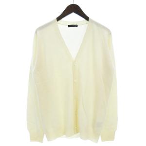 美品 ニット カーディガン 長袖 カシミヤ Vネック フロントボタン 42-200-12-105864 アイボリー L