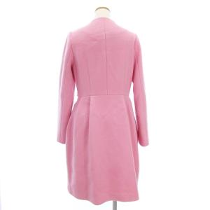 Chesty タグ付き 18年製 ノーカラーコート ロング フェイクパールビジュー 無地 ウール ピンク