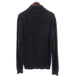 POLO RALPH LAUREN ニット セーター 長袖 ハイネック プルオーバー ハーフジップ ハイゲージ ワンポイント ポニー コットン 無地 紺 ネイビー