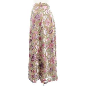 GRACE CONTINENTAL スカート ロング ベルベット 花柄 ベージュ系 36 SM0