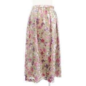 GRACE CONTINENTAL スカート ロング ベルベット 花柄 ベージュ系 36 SM0