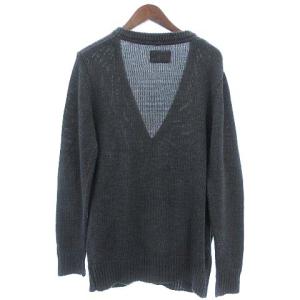 NUMBER (N)INE DENIM カーディガン ニット 長袖 ポケット コットン チャコールグレー M