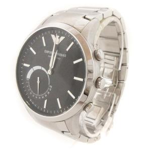 EMPORIO ARMANI CONNECTED スマートウォッチ 腕時計 NDW2H アナログ シルバーカラー 黒文字盤 ジャンク SM0