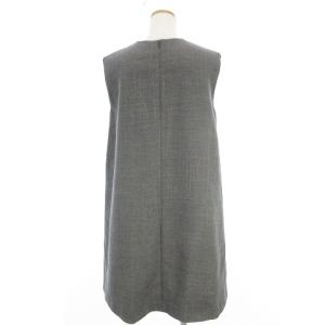 ENFOLD 美品 ワンピース ノースリーブ 丸首 クルーネック ひざ丈スカート プルオーバー 無地 グレー 36 SM0