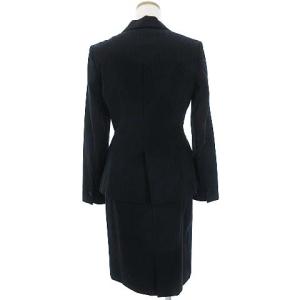 UNITED ARROWS Rhythm of Life 3ピース スーツ セットアップ ジャケット パンツ スカート ひざ丈 ストライプ ウール ブラック