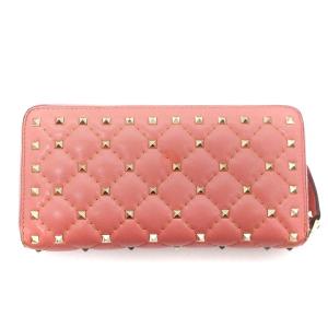 VALENTINO GARAVANI PW0P0P00QVX 長財布 スタッズ ラウンドファスナー キルティング ハート レザー ピンク