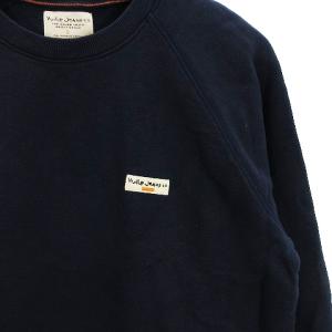 Nudie Jeans SAMUEL LOGO SWEATSHIRT スウェット トレーナー 長袖 ワンポイント 裏毛 コットン ネイビー 紺 S