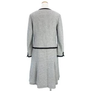 23区 セットアップ スカート スーツ ひざ丈 ラメ ツイード ホワイト ブラック 42