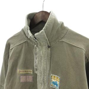 DIESEL トラックジャケット 長袖 ハイネック ジップアップ ワッペン 緑系 カーキ M SM0