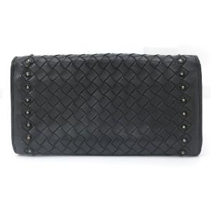 BOTTEGA VENETA イントレチャート 二つ折り長財布 スタッズ ロングウォレット レザー グレー系 SM0