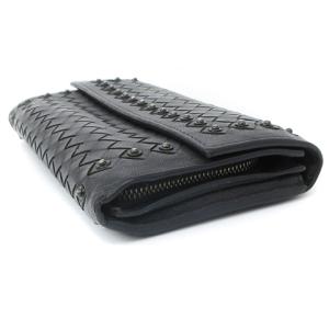 BOTTEGA VENETA イントレチャート 二つ折り長財布 スタッズ ロングウォレット レザー グレー系 SM0
