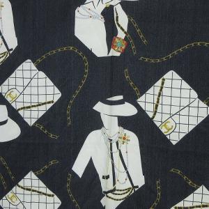 マドモアゼル マトラッセ バッグ柄 スカーフ シルク100％ ダークネイビー 濃紺 AA SM0