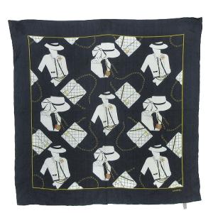 CHANEL マドモアゼル マトラッセ バッグ柄 スカーフ シルク100％ ダークネイビー 濃紺 AA SM0