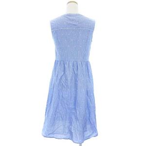 TOCCA シャツワンピース ノースリーブ ひざ丈 フリル ストライプ ドット刺繍 ブルー 青系 0 SM0