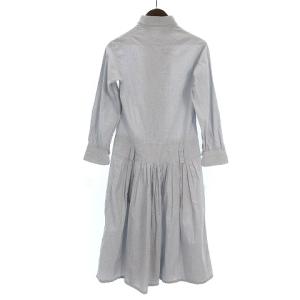 JIL SANDER シャツワンピース ひざ丈 七分袖 コットン フリル ストライプ 20101W01879 青 ブルー 34 SM0