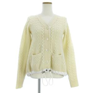 15AWLU1042 カーディガン ケーブル編み 1 アイボリー