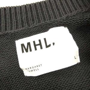 MHL. 20AW コットン ニット セーター カーディガン 長袖 Vネック 無地 チャコールグレー