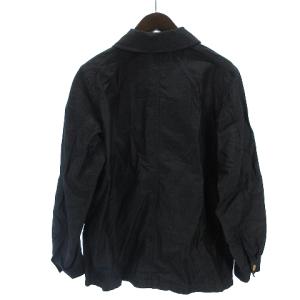 DANTON カバーオール シャツ シングル 長袖 JD-8489 麻混 フロントボタン ロゴ ワッペン ダークグレー 38 SM0