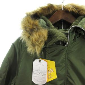 ALPHA INDUSTRIES N-2B タイトジャケット フード フェイクファー付き ナイロン 比翼 20005-303 カーキ