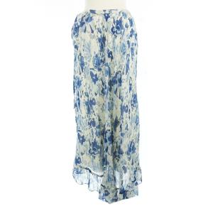 POLO RALPH LAUREN マーメイドスカート フレアー ロング ラップ風 総柄 花柄 フラワー シルク 青 ブルー 4 SM
