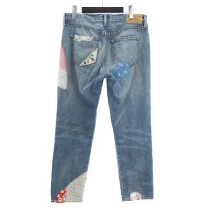 POLO RALPH LAUREN AVERY BOYFRIEND デニムパンツ ジーンズ パッチワーク ダメージ加工 ジッパーフライ 青 ブルー 27 SM0
