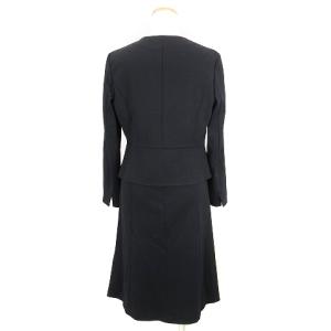 23区 セットアップ スカート スーツ ひざ丈 ノーカラー ネイビー 38