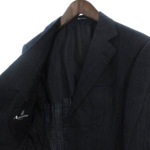 Aquascutum 美品 テーラードジャケット ブレザー シングル 2B 背抜き リネン 紺 ネイビー 94AB4 SM0