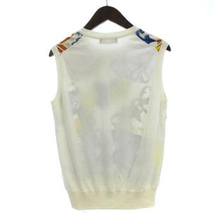 DOLCE&GABBANA ベスト カットソー ノースリーブ シルク 切替 総柄 プリント ホワイト