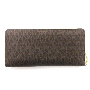MICHAEL KORS ジェットセット 長財布 ラウンドファスナー MK 総柄 ロゴ 35F8GTVT3B 茶 ブラウン 黄 イエロー ウォレット