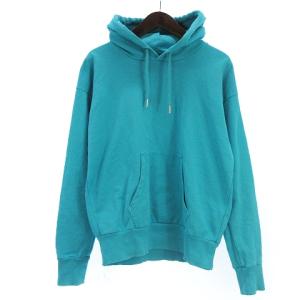 パーカー 長袖 プルオーバー スウェット 無地 コットン ターコイズブルー XS SM0