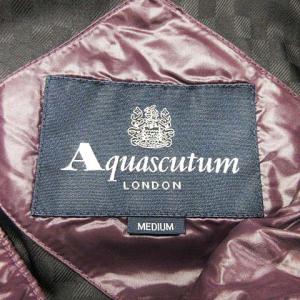 Aquascutum ダウンジャケット ジップアップ フード付き ワインレッド M