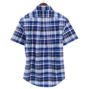 RALPH LAUREN シャツ 半袖 スリムフィット ボタンダウン チェック 青 ブルー系 SP SM0