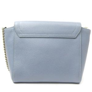 FURLA チェーンショルダーバッグ クロスボディ レザー ロゴ プレート 青 ブルー 鞄 SM0