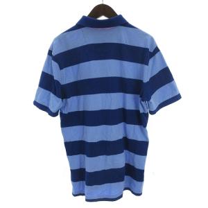 Brooks Brothers Slim fit ポロシャツ カットソー 半袖 鹿の子 コットン ロゴ 刺繍 フロントボタン ボーダー 10056179 青