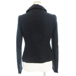 TO BE CHIC ツイードジャケット 長袖 ラウンドカラー スナップボタン 2way 紺 ネイビー 40 SM0