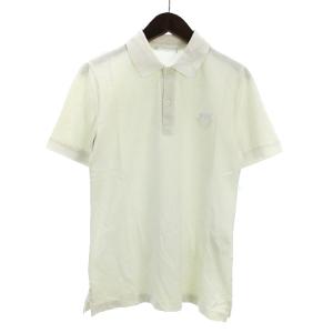 ポロシャツ 半袖 鹿の子 三角プレート コットン アイボリー S SM0