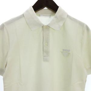 PRADA ポロシャツ 半袖 鹿の子 三角プレート コットン アイボリー S SM0