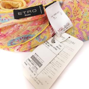ETRO ストール スカーフ ペイズリー柄 リネン シルク混 イエロー ピンク系 UNI SM0