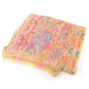 ETRO ストール スカーフ ペイズリー柄 リネン シルク混 イエロー ピンク系 UNI SM0