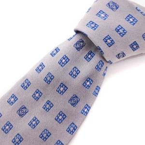 ネクタイ レギュラータイ アナグラム 刺繍 シルク グレー ビジネス AA SM0