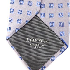 LOEWE ネクタイ レギュラータイ アナグラム 刺繍 シルク グレー ビジネス AA SM0