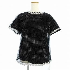 タグ付き 19AW シアーレイヤードカットソー 半袖 ドット 水玉 黒 ブラック シルバー 1 S位 SM0