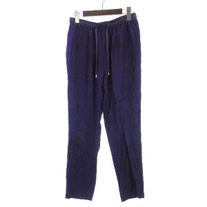 テーパードパンツ イージー タック ウエストゴム シルク混 無地 紫 パープル 38 SM0