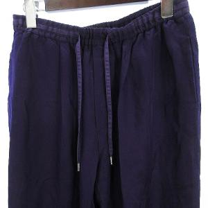 Drawer テーパードパンツ イージー タック ウエストゴム シルク混 無地 紫 パープル 38 SM0